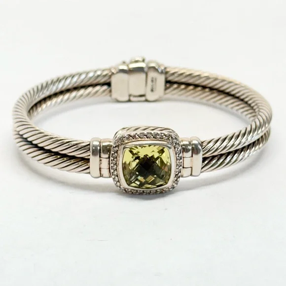 David Yurman .925 Lemon Citrine Diamond Albion Cable Bracelet - Picture 3 of 10